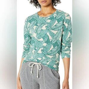 Monrow Palm Leaves Lightweight Sweater / Sweatshirt | Green | S
